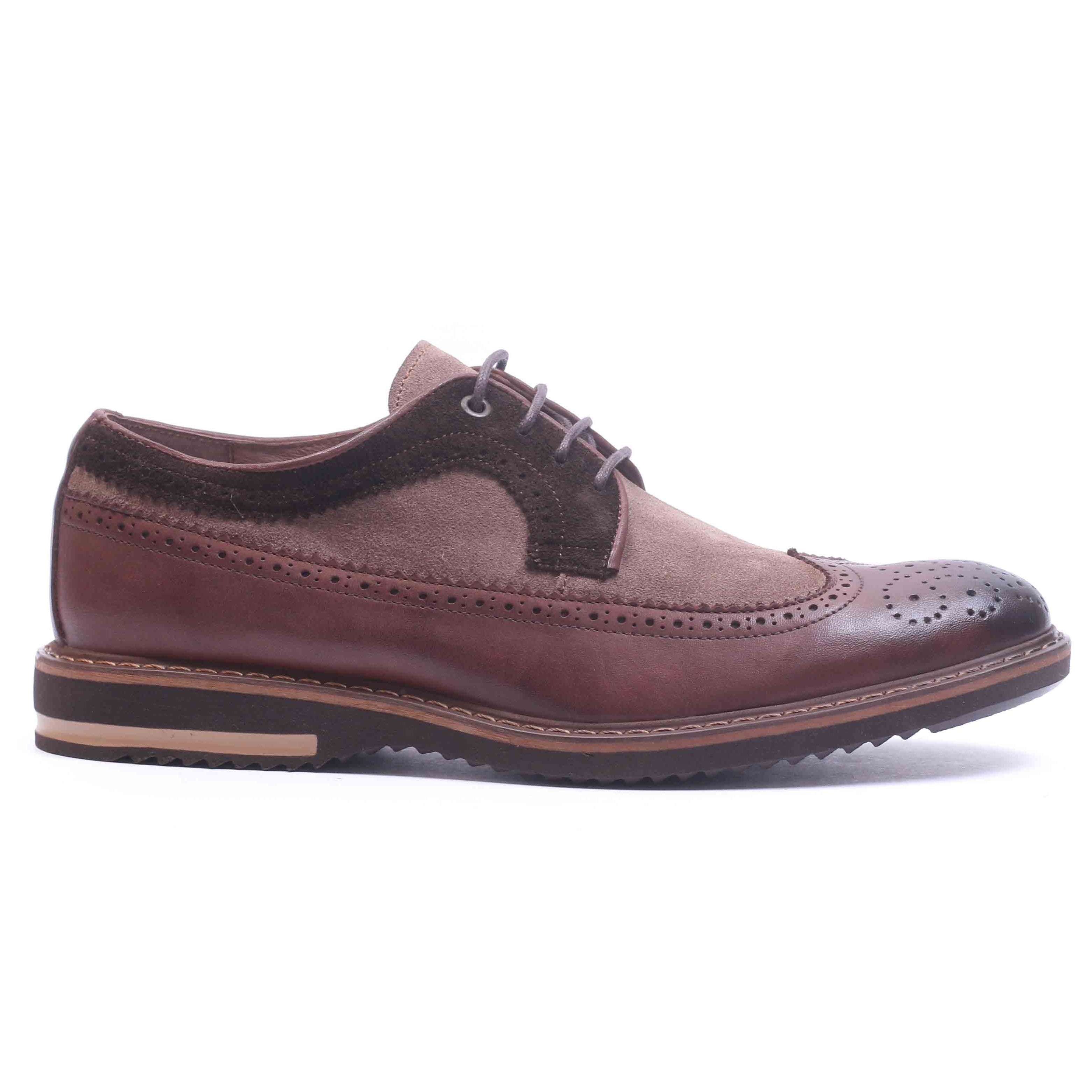 Chaussure en Cuir&Daim Marron-704