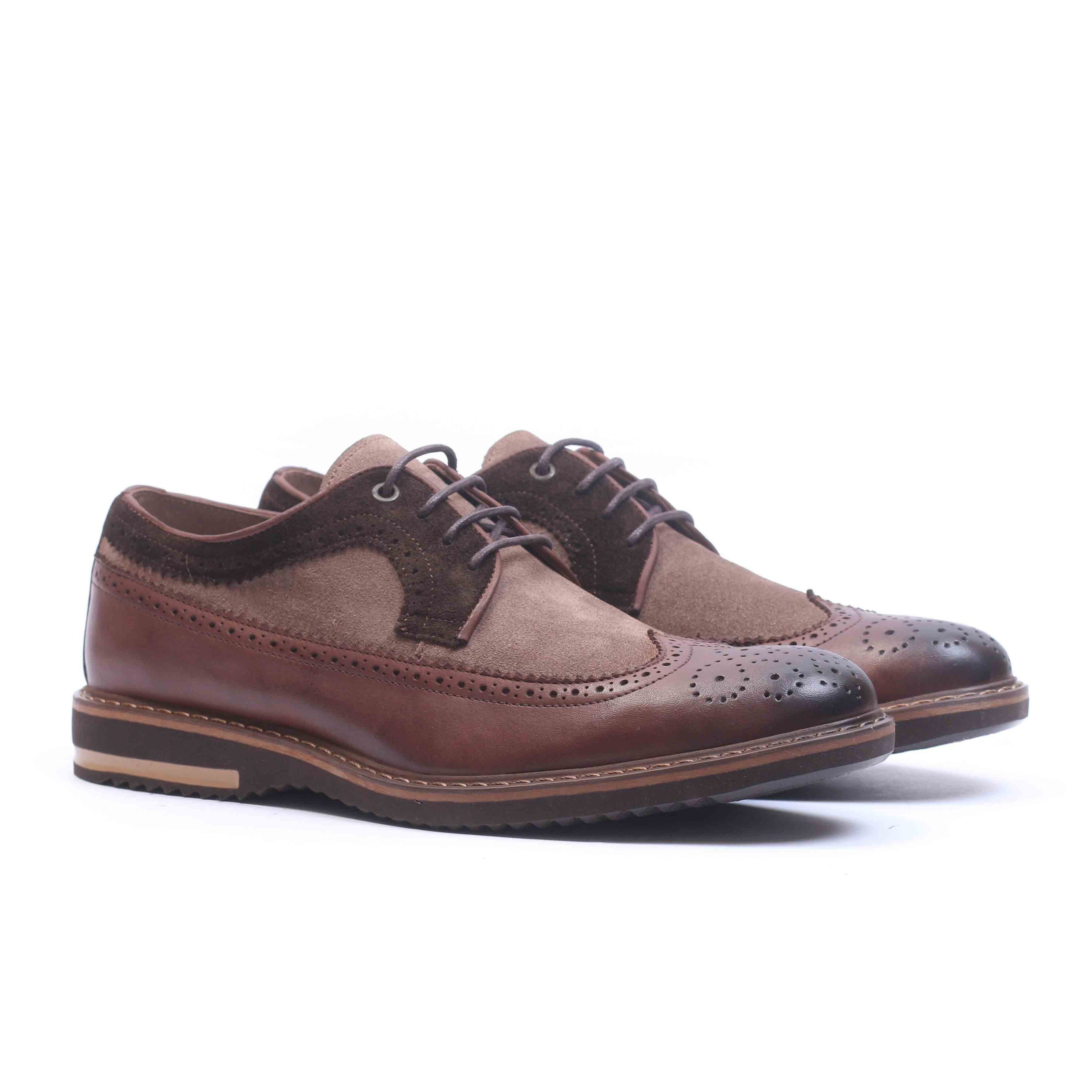 Chaussure en Cuir&Daim Marron-704