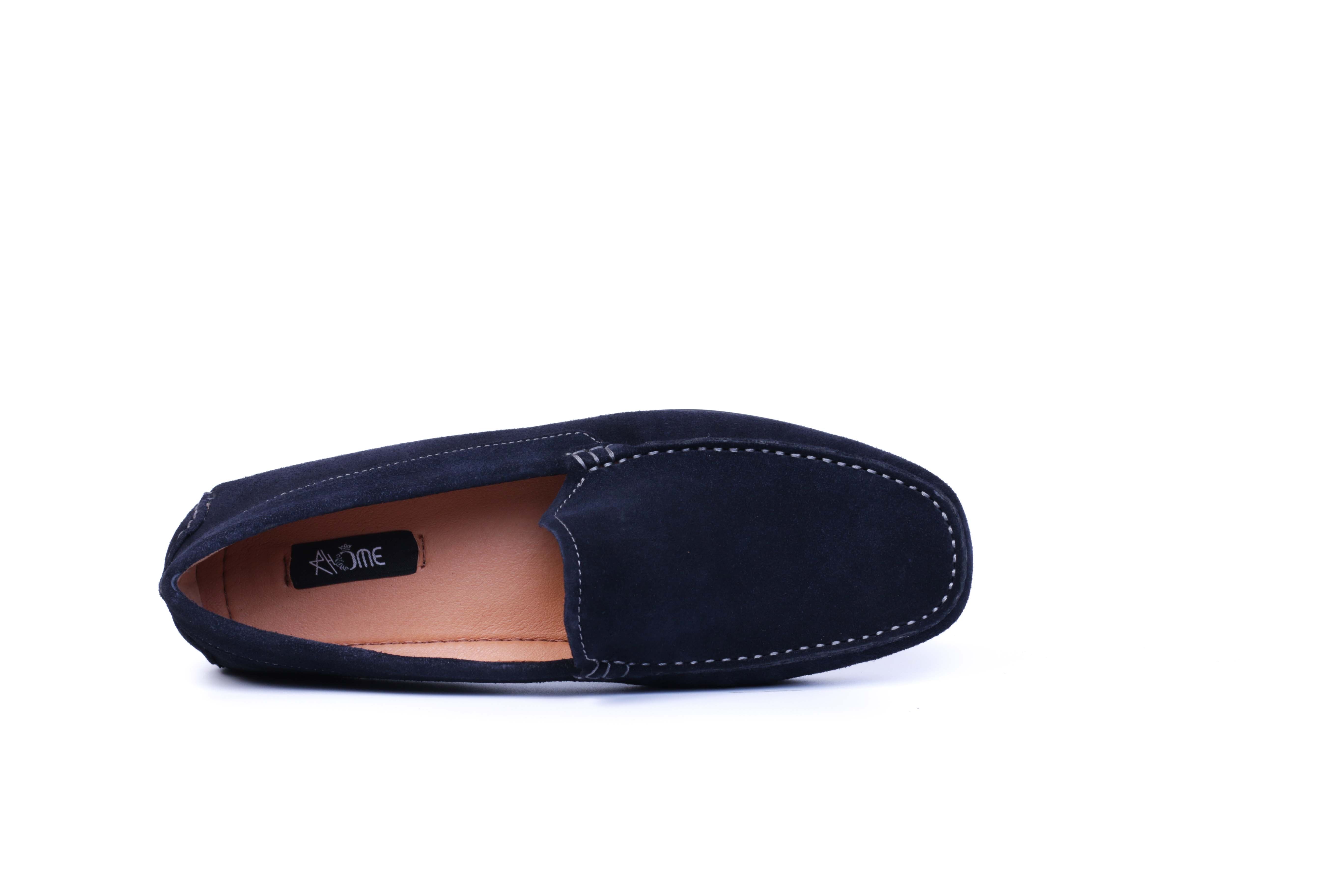 046 Mocassin en Daim Bleu