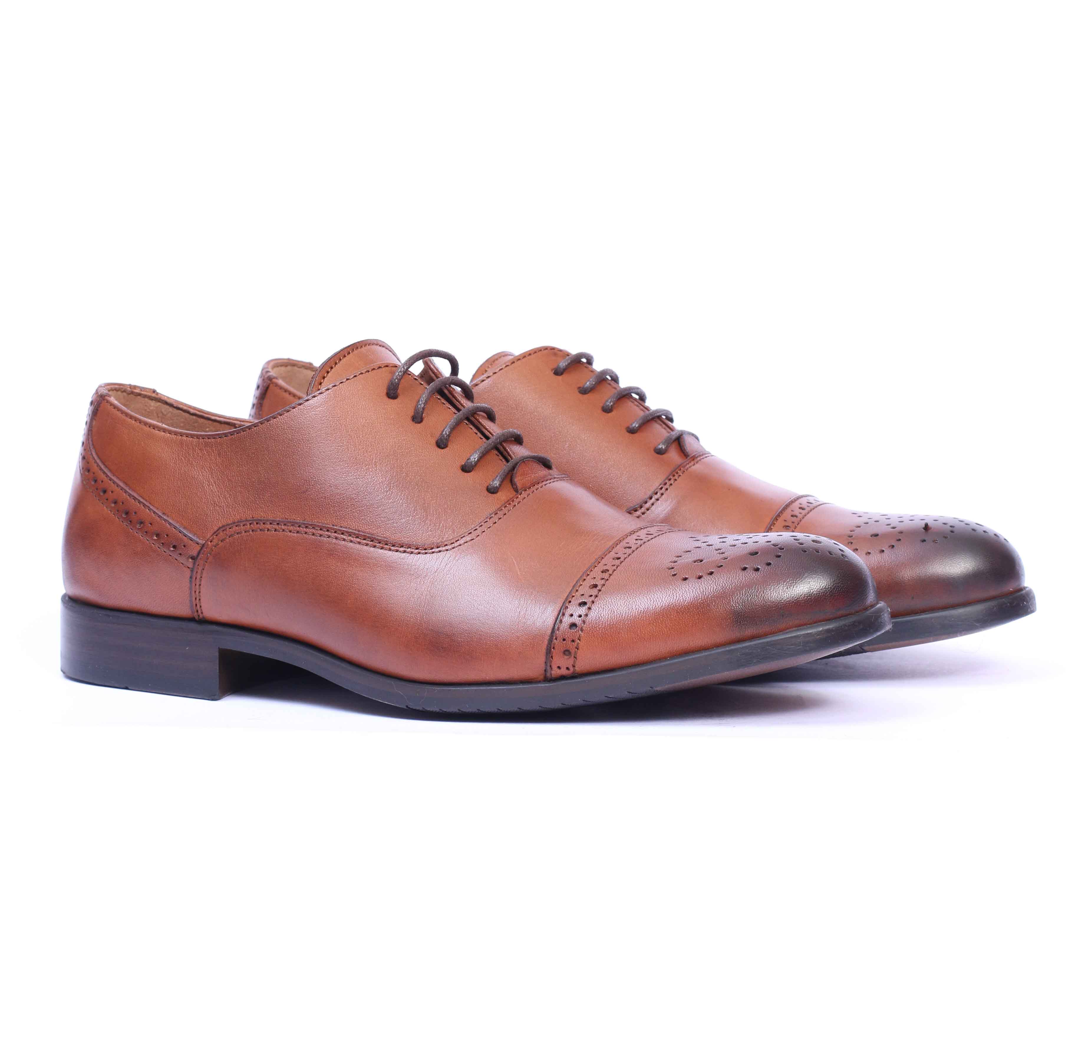 Chaussure en Cuir Tabac-705