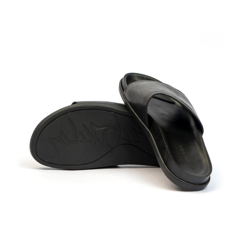 010 Sandales Homme en cuir Noir