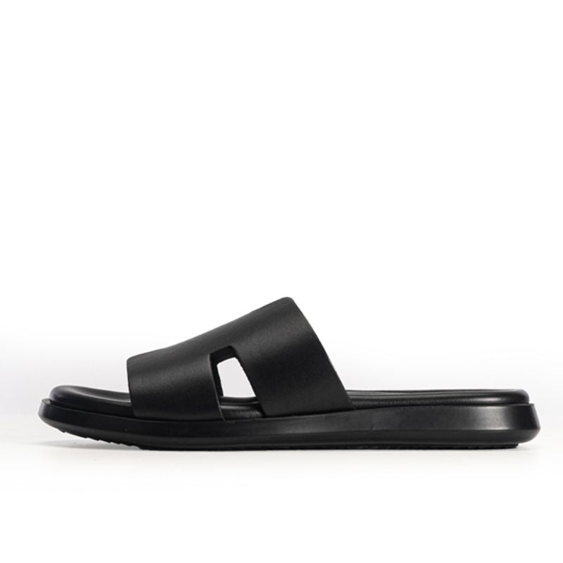 013 Sandales Homme en Cuir Noir