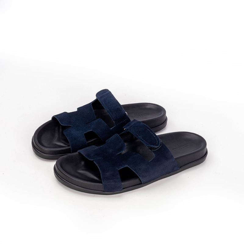 009 Sandales Homme en daim Bleu