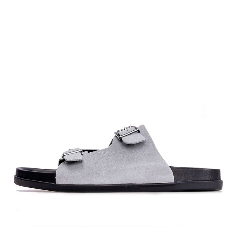 011 Sandales Homme en daim Gris Claire