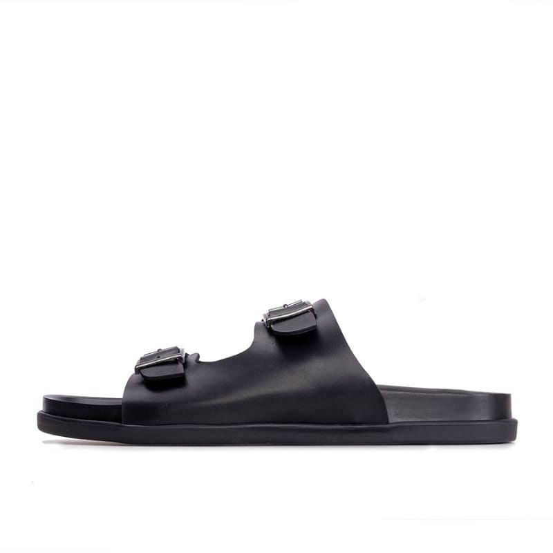 011 Sandales Homme en cuir Noir