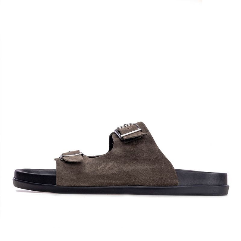 011 Sandales Homme en Marron Gris foncé