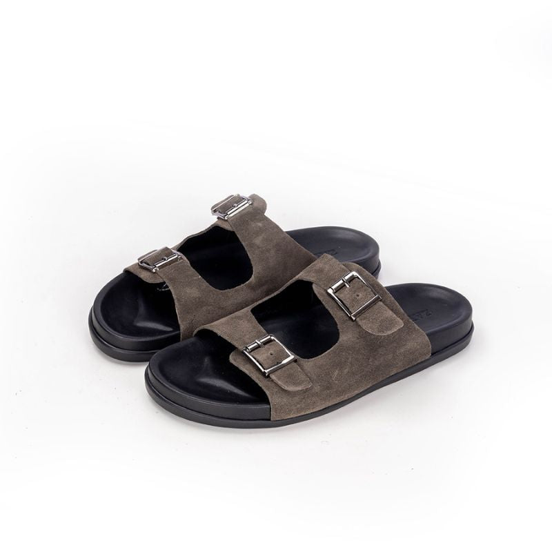 011 Sandales Homme en Marron Gris foncé