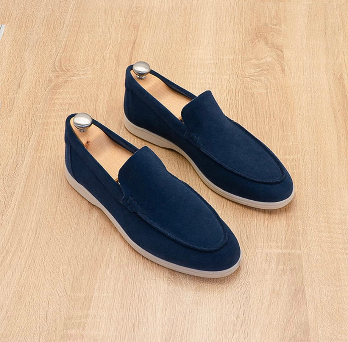 MOCASSINS SOUPLES EN DAIM BLEU MARINE