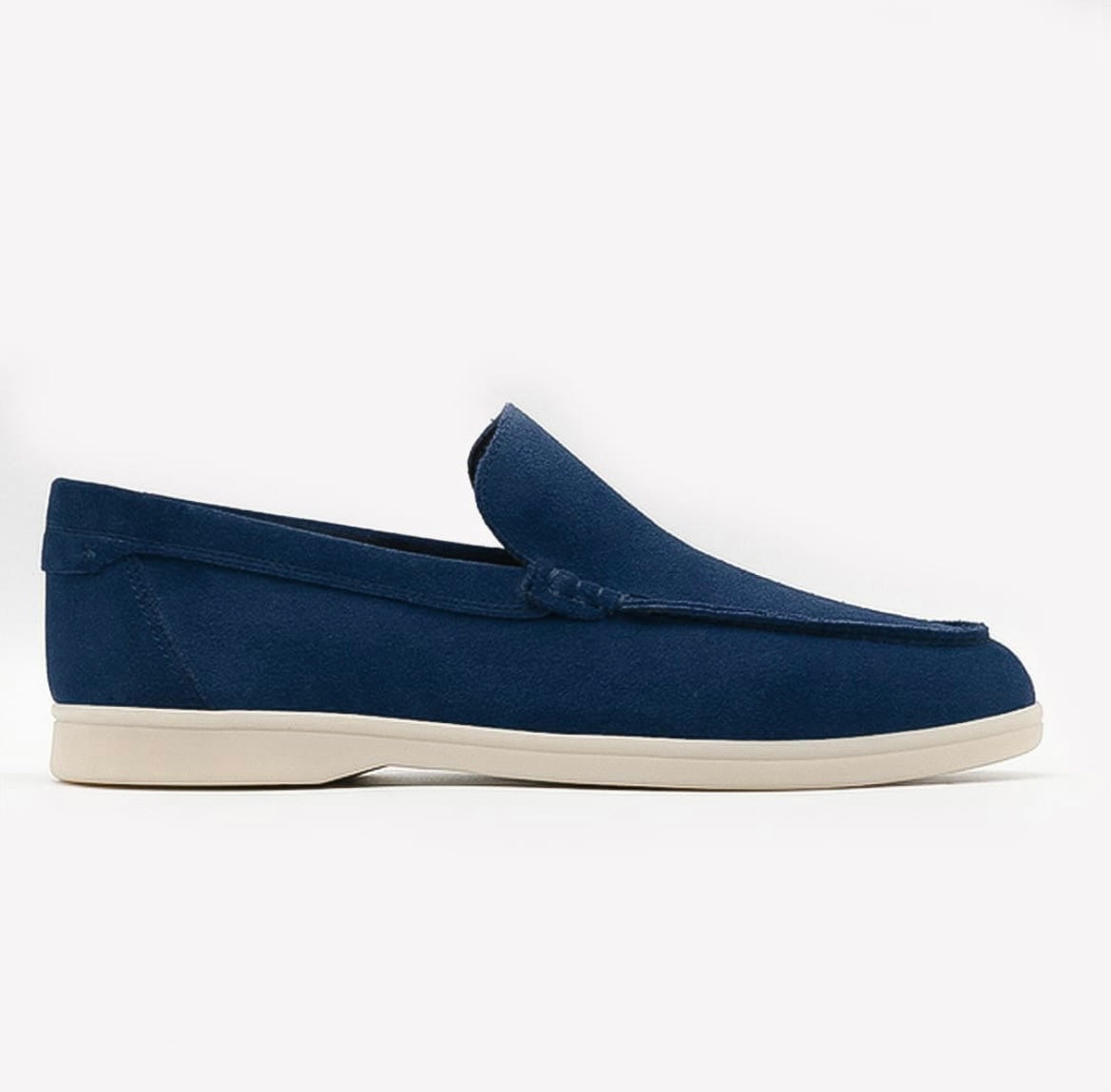 MOCASSINS SOUPLES EN DAIM BLEU MARINE